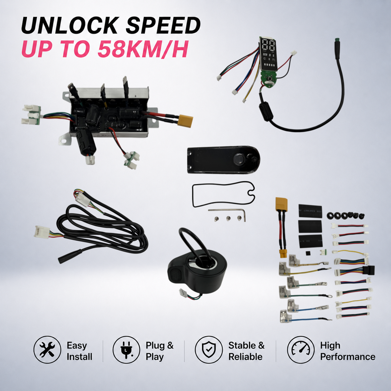 Universal E-Scooter Controller Kit | Speed Upgrade & Easy Install (25–58km/h)