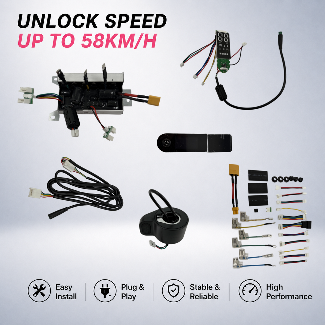 Universal E-Scooter Controller Kit | Speed Upgrade & Easy Install (25–58km/h)