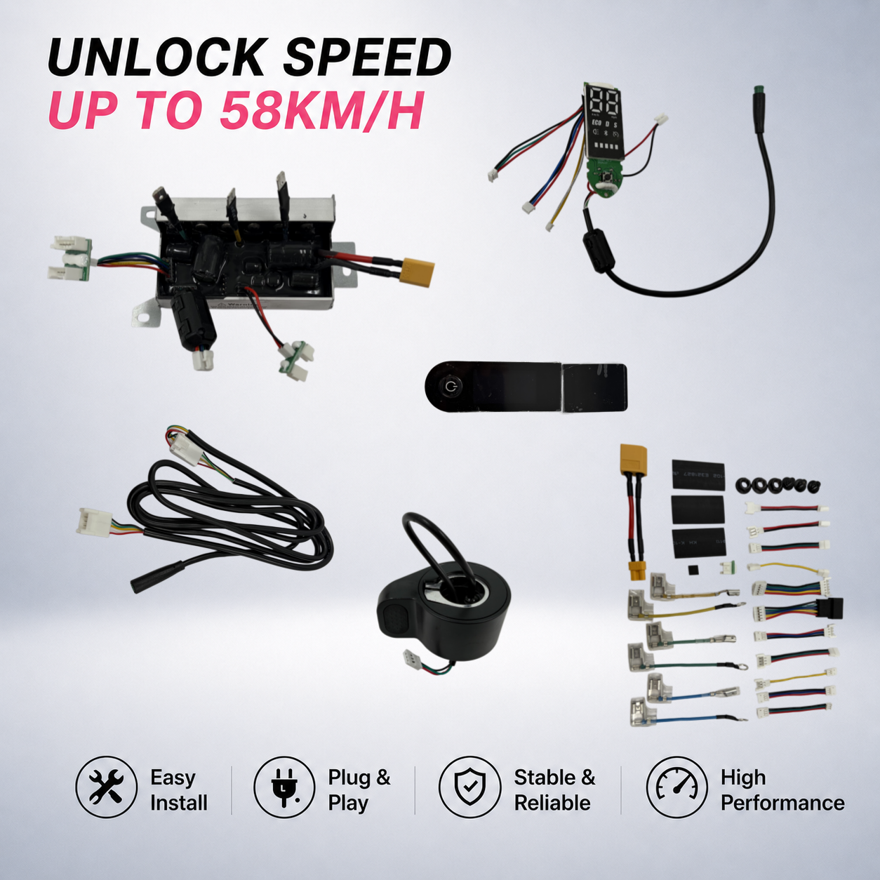 Universal E-Scooter Controller Kit | Speed Upgrade & Easy Install (25–58km/h)