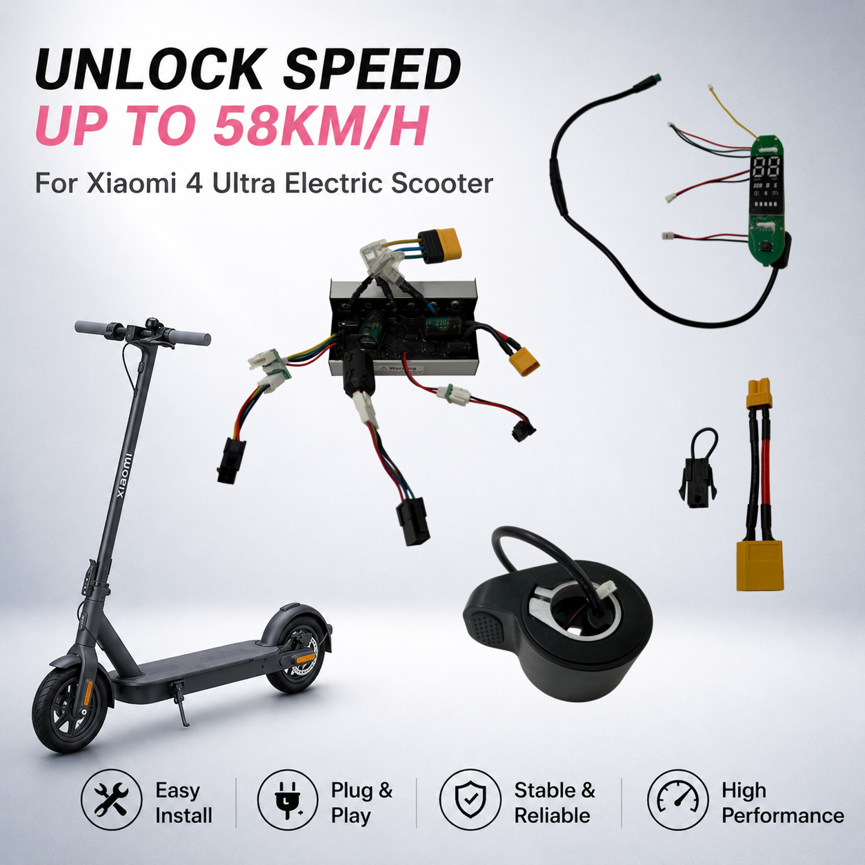 Unlock Speed to 55km/h for Xiaomi 4 Ultra | Easy Install Controller Kit