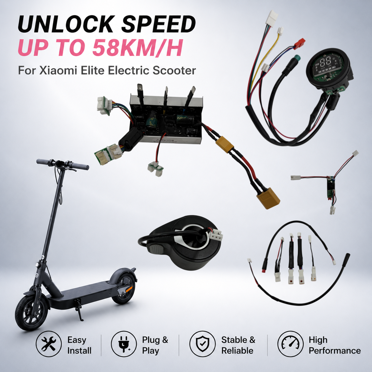 Speed Unlock Controller for Xiaomi Elite | Up to 55km/h | Plug & Play