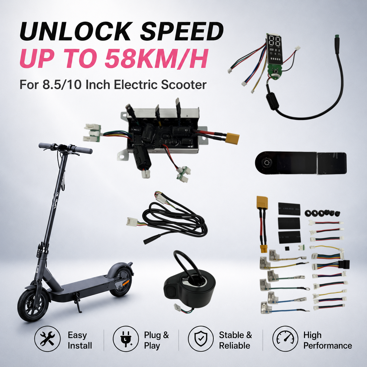 Universal E-Scooter Controller Kit | Speed Upgrade & Easy Install (25–58km/h)
